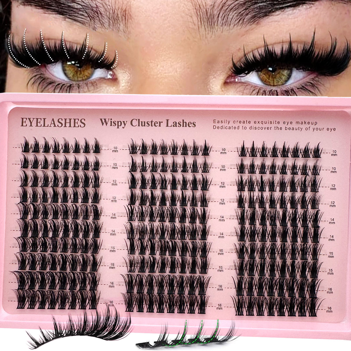 Funny Eyelash Extension - 300개 속눈썹 클러스터, 풍성한 속눈썹 클러스터,