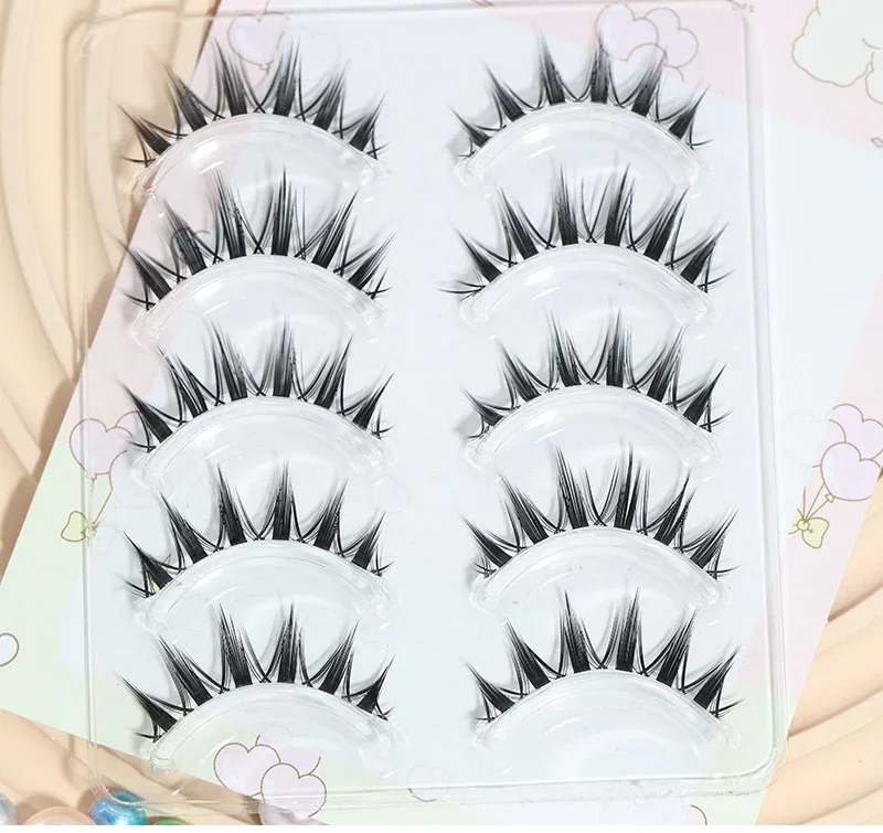 5 쌍 만화 눈 모양의 거짓 속눈썹 젖은 속눈썹 두꺼운 - Eyelash Extension Douyin 리뷰 및 가격