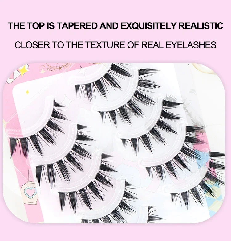 5 쌍 만화 눈 모양의 거짓 속눈썹 젖은 속눈썹 두꺼운 - Eyelash Extension Douyin 리뷰 및 가격
