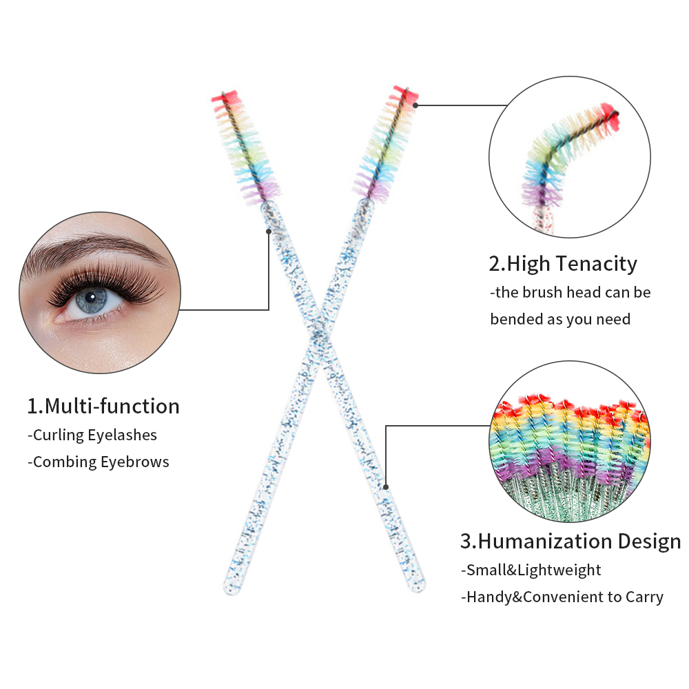 50PCS 레인보우 크리스탈 속눈썹 메이크업 브러쉬 일 - Eyelash Extension Review 리뷰 및 가격