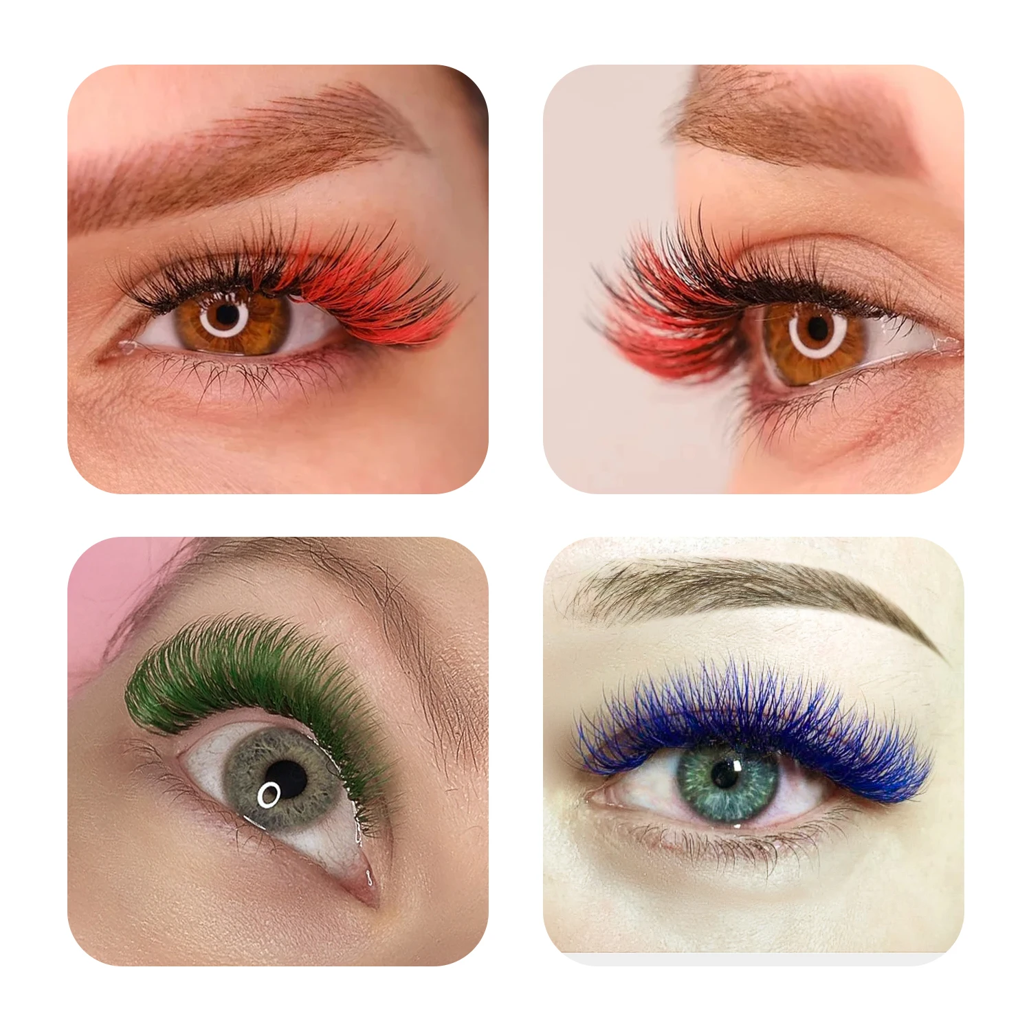 GLAMLASH 컬러 래쉬 퍼플 블루 브라운 그린 레드 - Funny Eyelash Extension 리뷰 및 가격